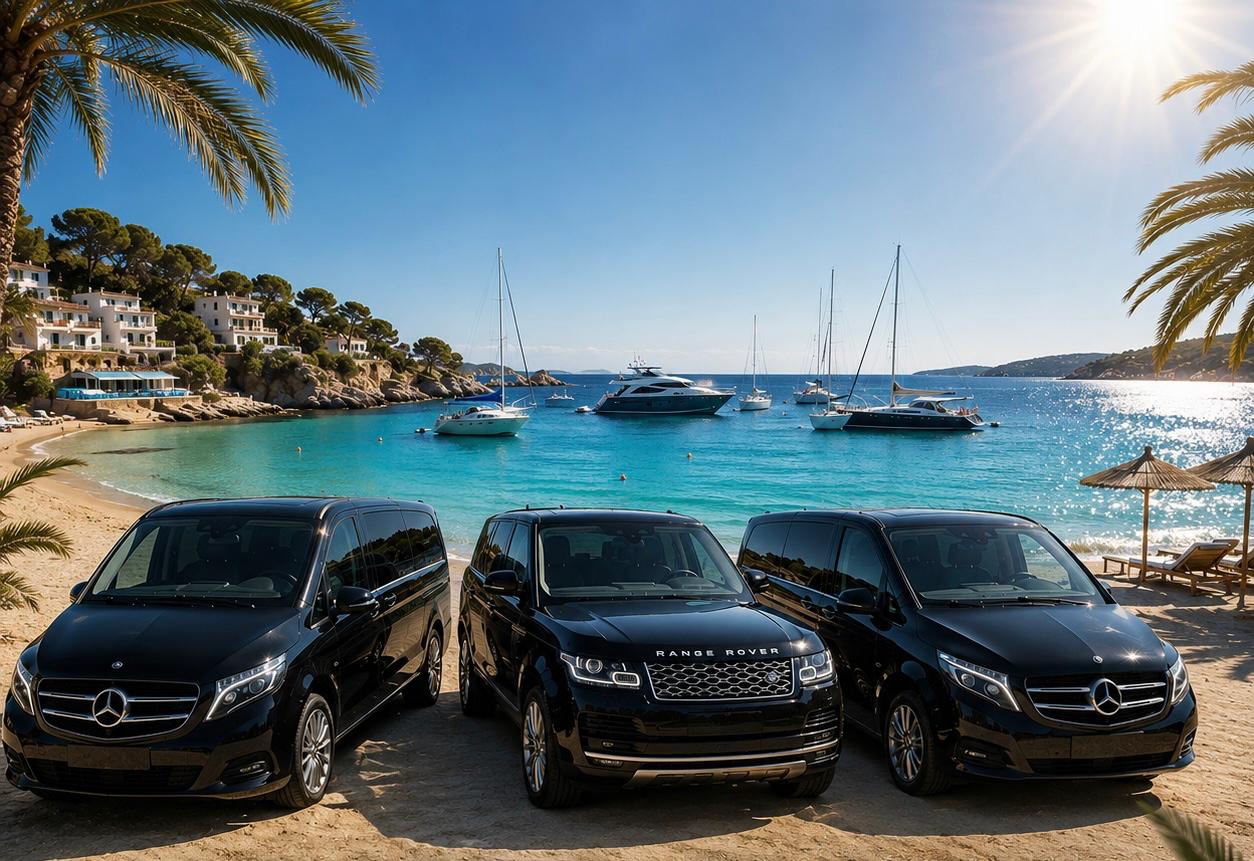 Two Mercedes vans together — group transfers for up to 14 persons in Ibiza
